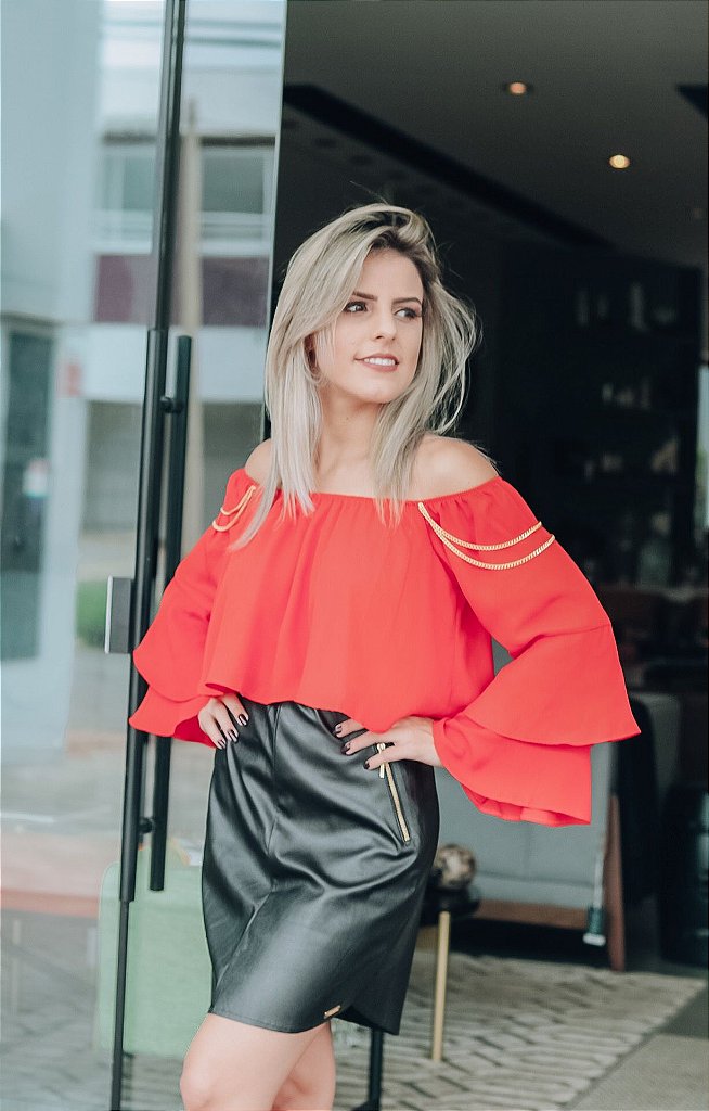 saia longa couro fake