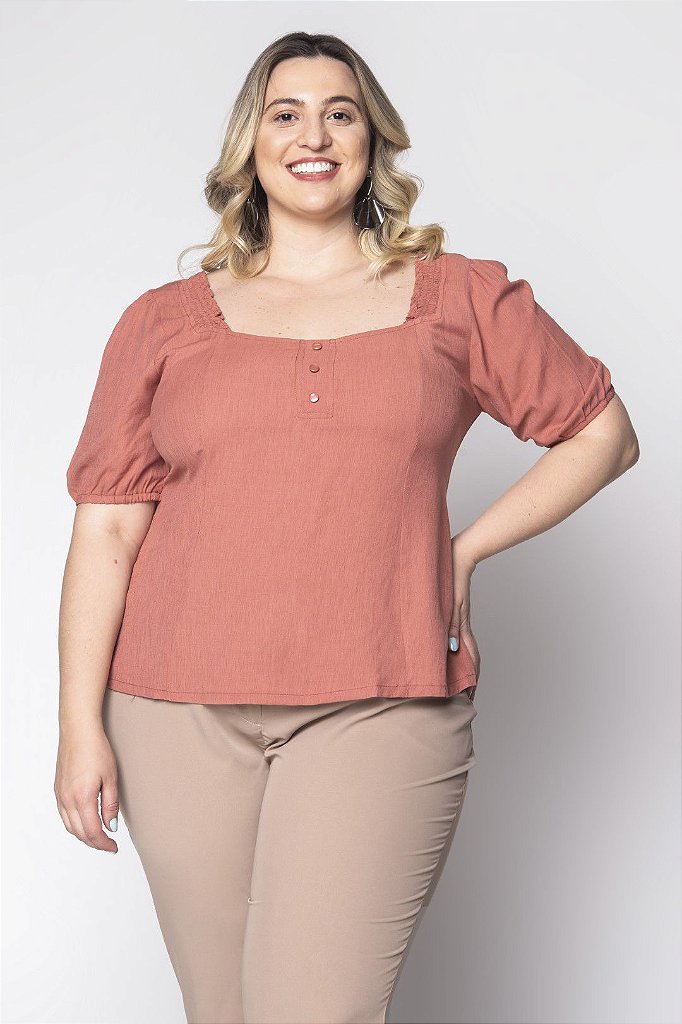 blusa plus size rosa