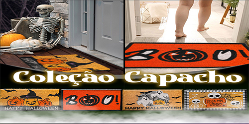 Capacho de Porta - Caveirinhas Halloween - 40 cm x 60 cm - 1 unidade - Cromus - Rizzo