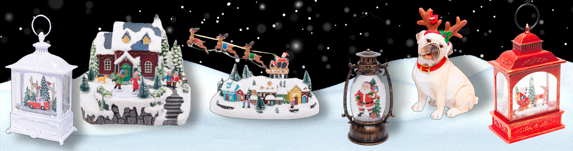 Cenário Decorativo de Natal interativo - Noel Sobrevoando Vila - 1 unidade - Cromus - Rizzo