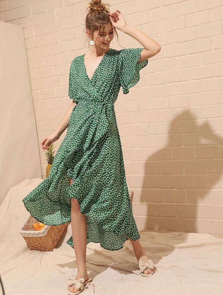 vestido verde com cinto