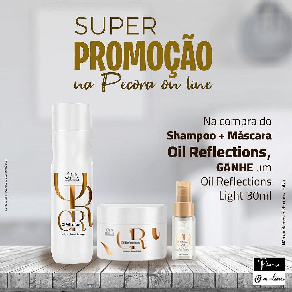 Kit Oil Reflections - Shampoo 250 ML + Máscara de Tratamento 150 ML + Óleo Oil  Reflections Light - 30 ML - Pecora Online