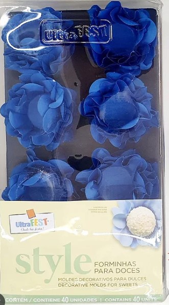 Kit Topo de Bolo Adulto Feminino Flores Azul Personalizado