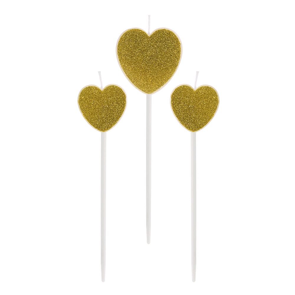 Vela coração dourado com glitter - 01 unidade - Loja de Balões