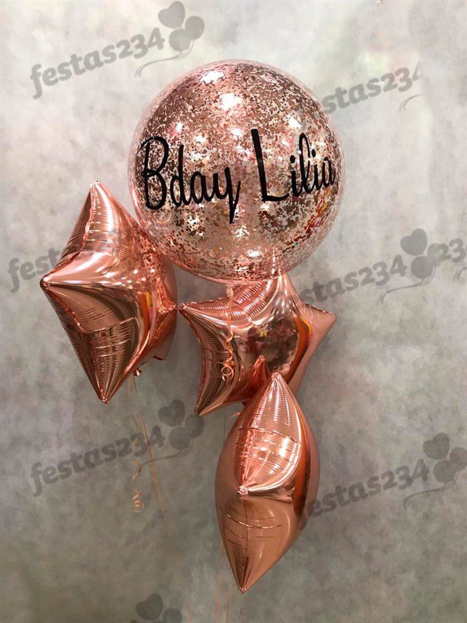 Bouquet de Balões Inflados com Gás Hélio - Kit Bubble personalizado com  estrelas metalizadas - Loja de Balões, Artigos para Festas e Fantasias |  Festas 234
