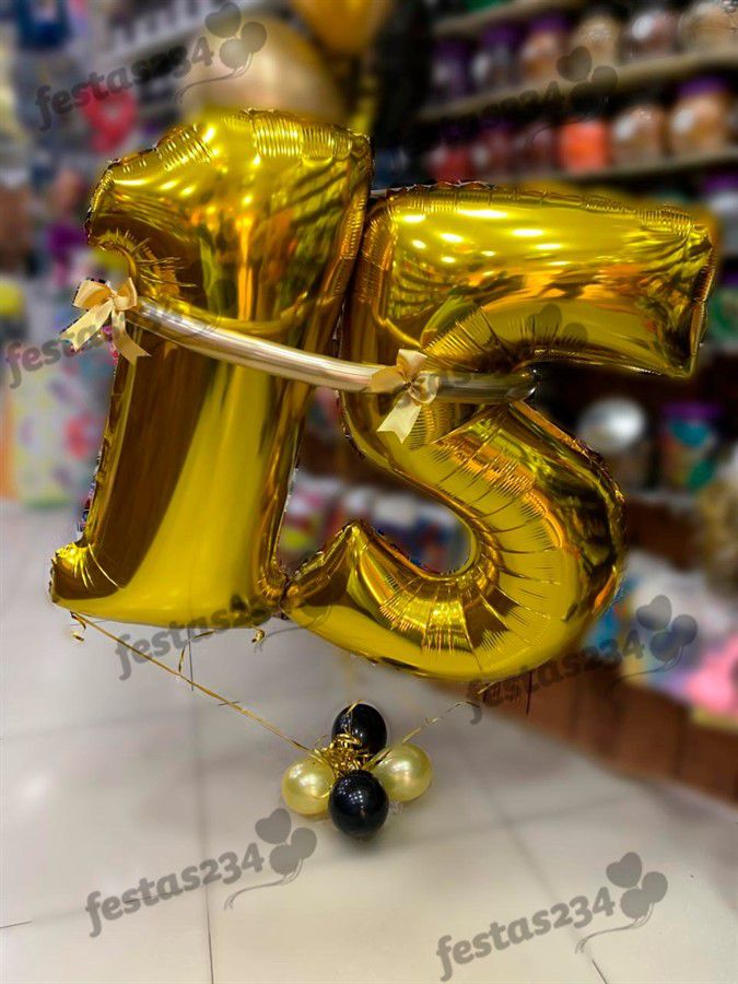 Bouquet de Balões Inflados com Gás Hélio - Kit Balão número metalizado  100cm - Loja de Balões, Artigos para Festas e Fantasias | Festas 234