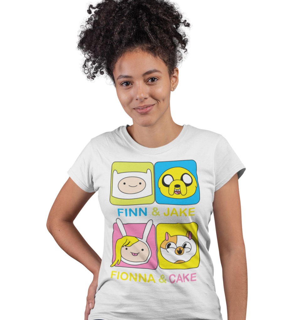 Camiseta Hora de Ventura – Finn, Jake, Fiona e Cake - Stampartz Camisetas