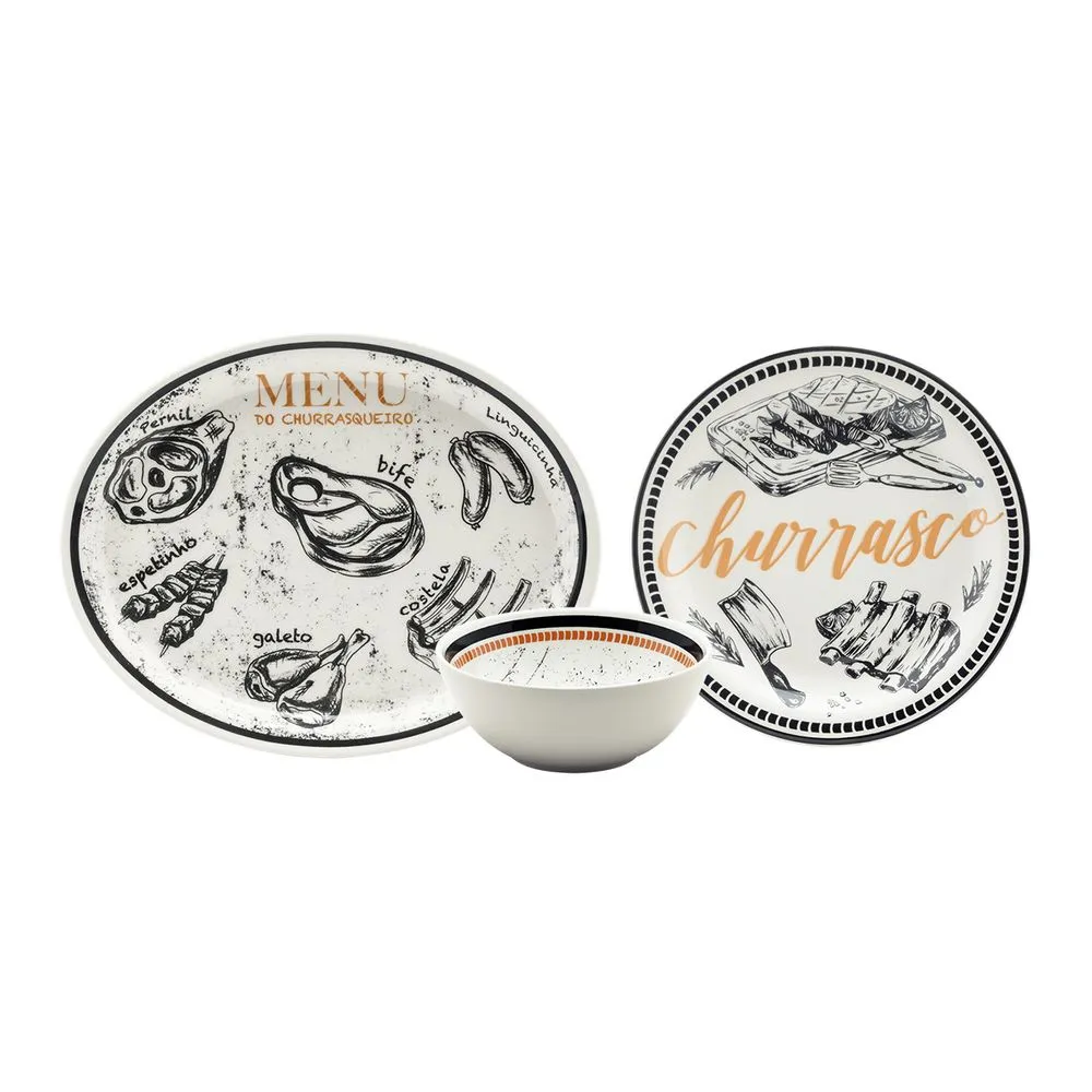 Conjunto Churrasco 06 Peças - Menu Churrasqueiro - Porcelouças