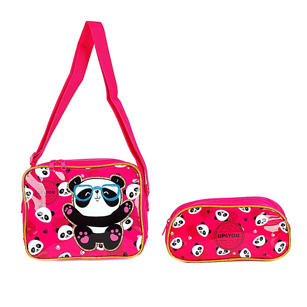 Mochila Escolar Infantil para Meninas com 4 Rodinhas 360° - Panda - Up4You