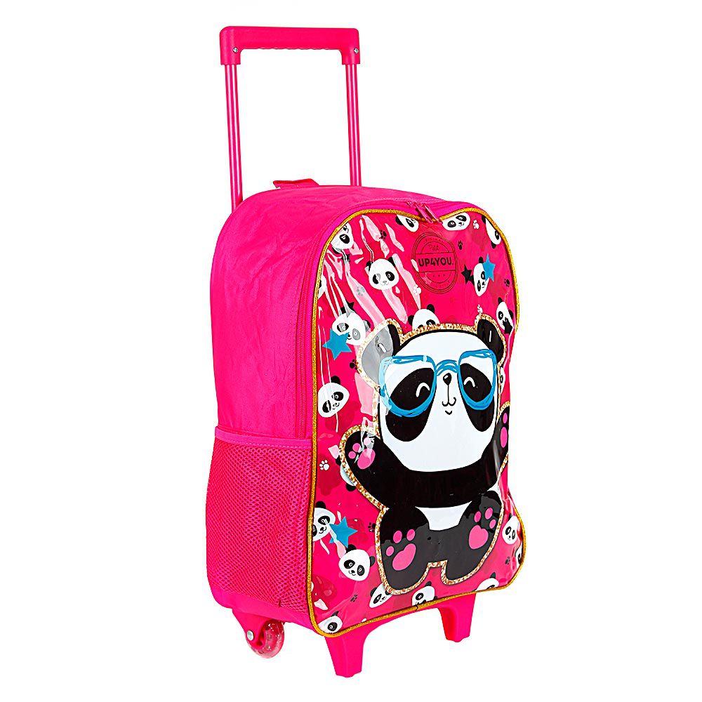 Mochila Escolar Infantil para Meninas com 4 Rodinhas 360° - Panda - Up4You