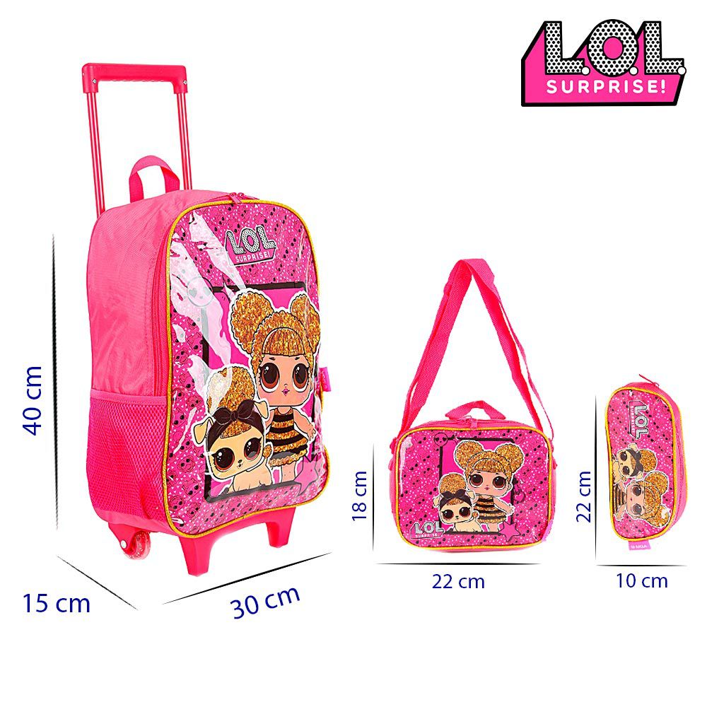 Kit Mochila Escolar Infantil Lol Bffs 4 Eva Com Rodinhas