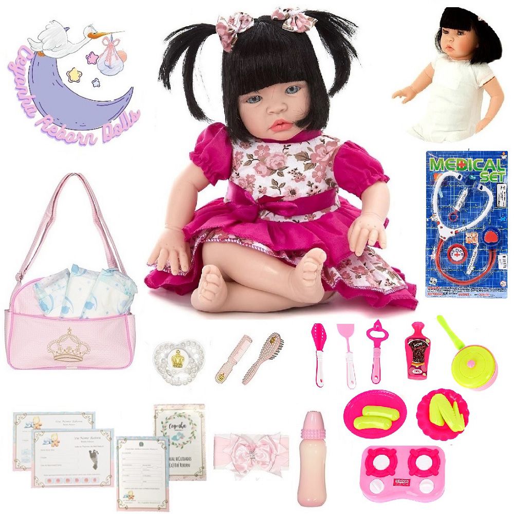 Boneca Bebe Reborn Morena Com Acessórios Na Promoção Barato