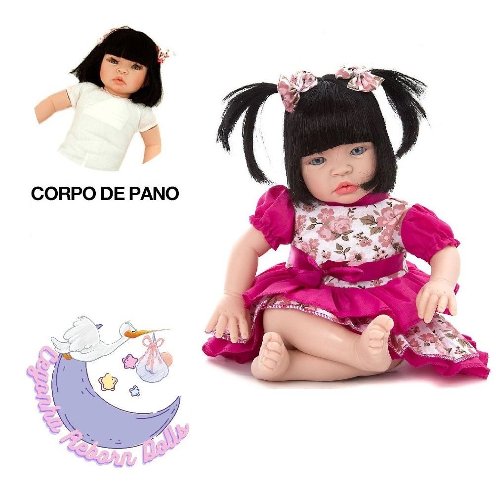 Boneca Morena Tipo Bebê Reborn De Pano C/ 21 Itens - USA Magazine