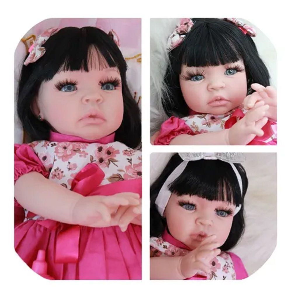 Boneca Reborn Baby Kiss Loira Bebê Corpo Inteiro de Silicone