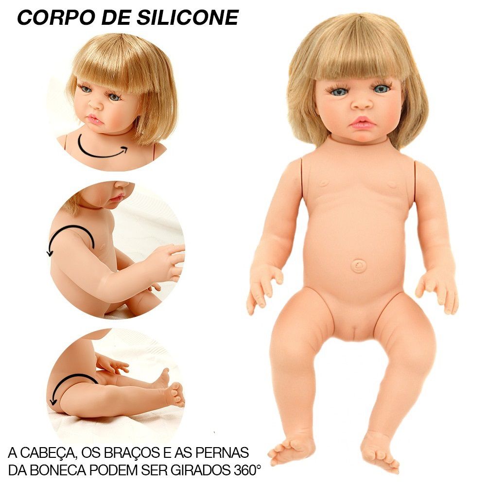 Boneca Bebê Reborn Real Silicone 23 Itens Bolsa Maternidade