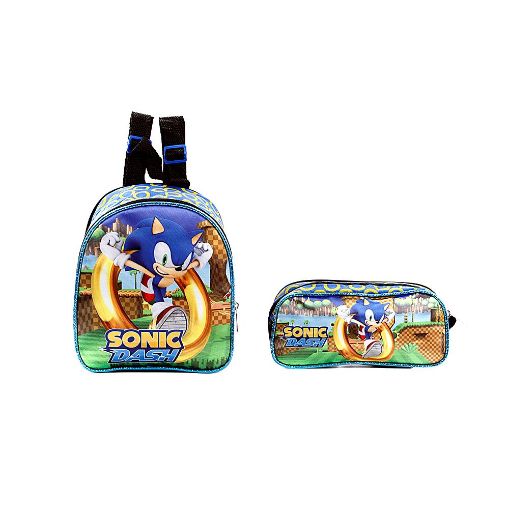 kit mochila de rodinhas Sonic jogo game infantil escolar meninos