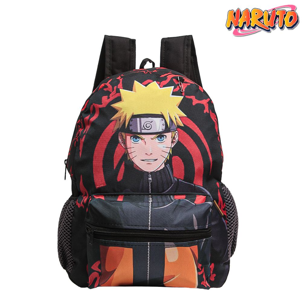 Kit Mochila Lancheira Estojo Anime Sasuke - Preto