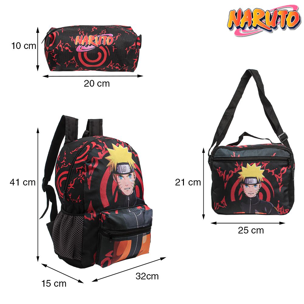 Kit mochila e estojo grande padrão escolar Naruto uzumaki hokage