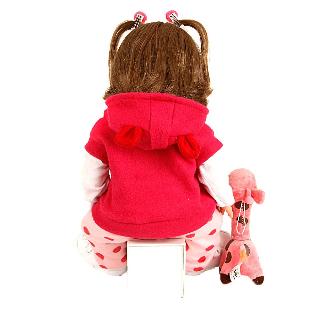 Boneca Baby Reborn Realista Girafinha Com Cabelos Castanhos - USA