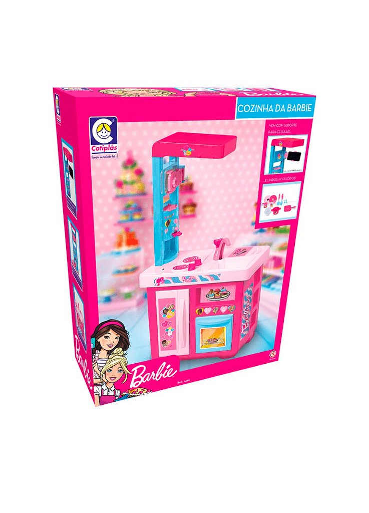 Cozinha Infantil Barbie C/ Panelinhas + Roupa Completa Jogo