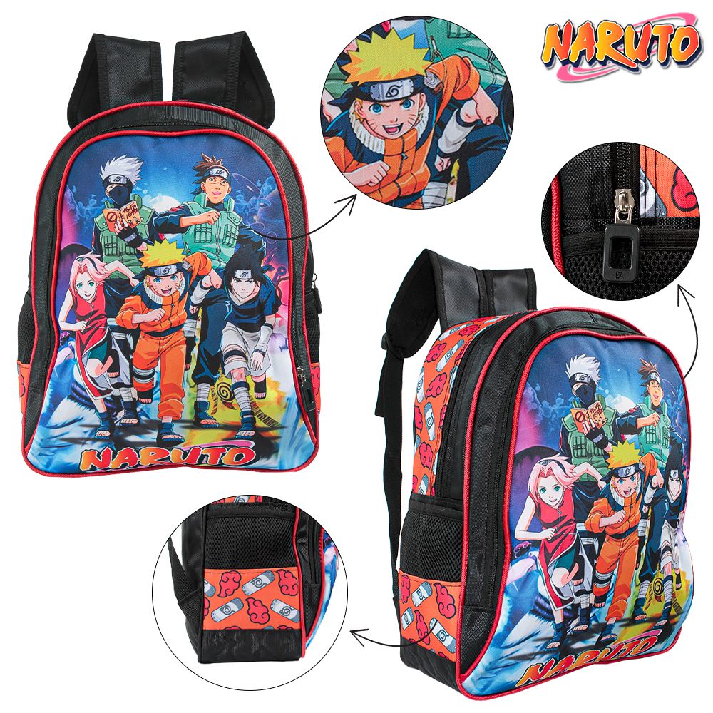 Mochila Escolar Naruto Uzumaki Desenho Rodinha G Meninos - Kids