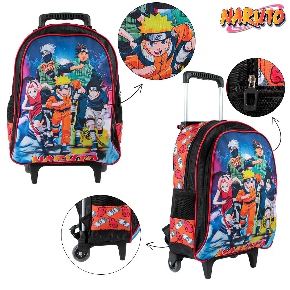 Mochila De Rodinhas Borutoestojokit Lancheira Naruto Cor Rosa