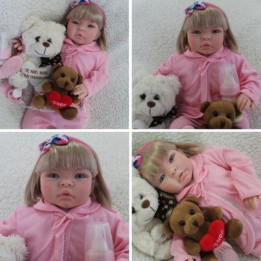 Boneca Bebe Barata Reborn Morena Baby Dolls Super Linda Rosa - Chic Outlet  - Economize com estilo!