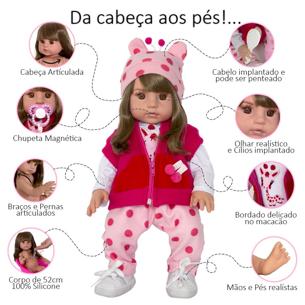 Boneca Bebê Reborn Realista Com Jogo de Roupa de Girafinha - Chic Outlet -  Economize com estilo!