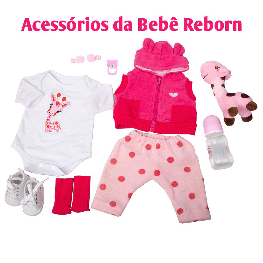 Boneca Bebê Reborn Realista De Silicone Npk 48Cm E Girafinha