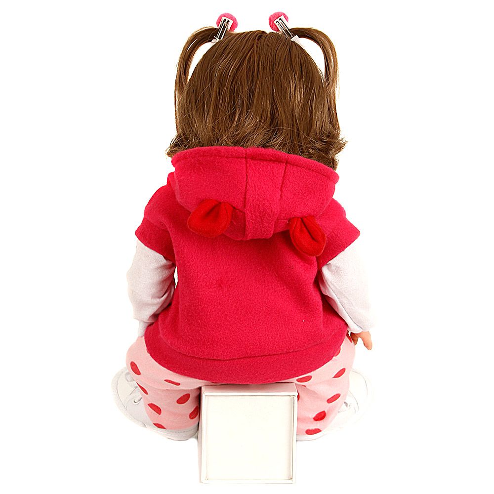 Boneca Bebe Reborn Silicone Girafinha Menina 48cm Realista na