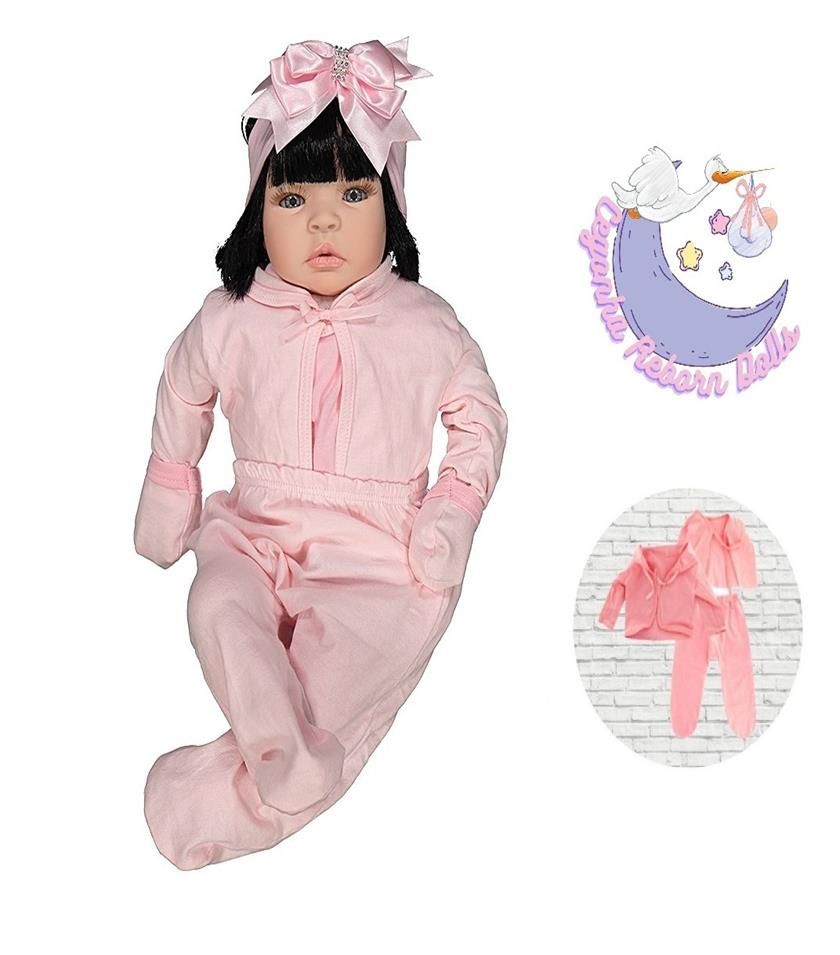 Boneca Bebê Reborn Loira Gatinha Corpo Em Pano Roupa Rosa - Chic Outlet -  Economize com estilo!