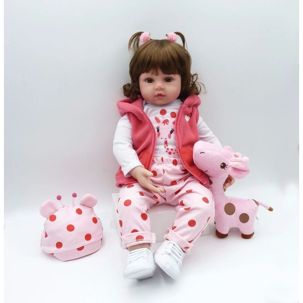 Boneca Bebe Reborn Silicone Girafinha Menina 48cm Realista