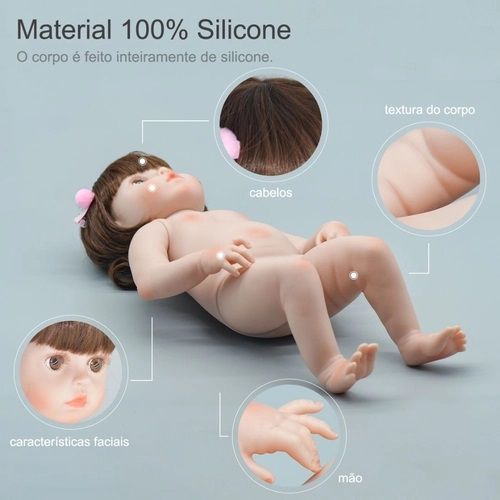 Boneca Bebê Reborn Realista de Silicone npk 48cm e Girafinha