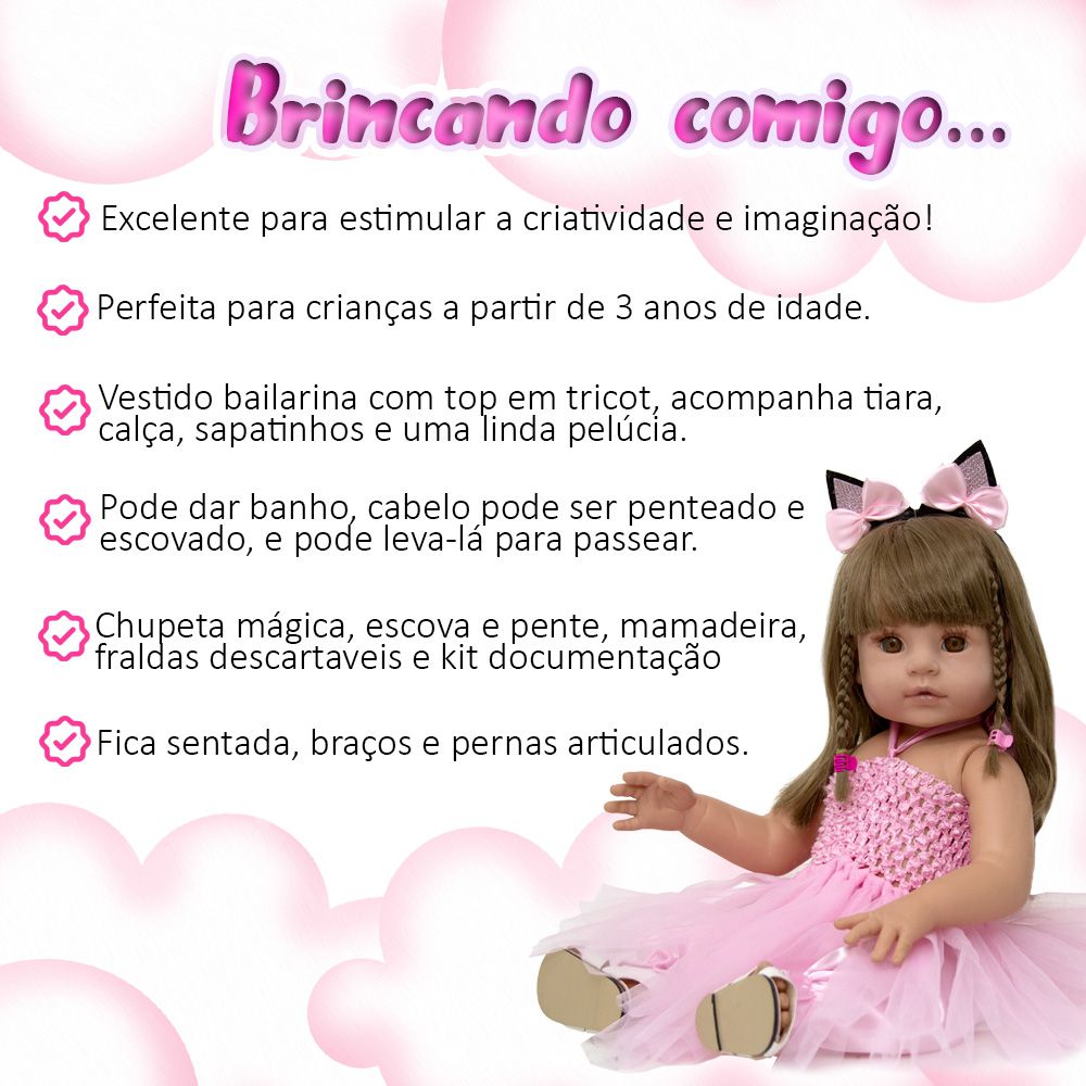 Boneca Bebê Reborn Corpo 100% Silicone Com Pelúcia New Happy no