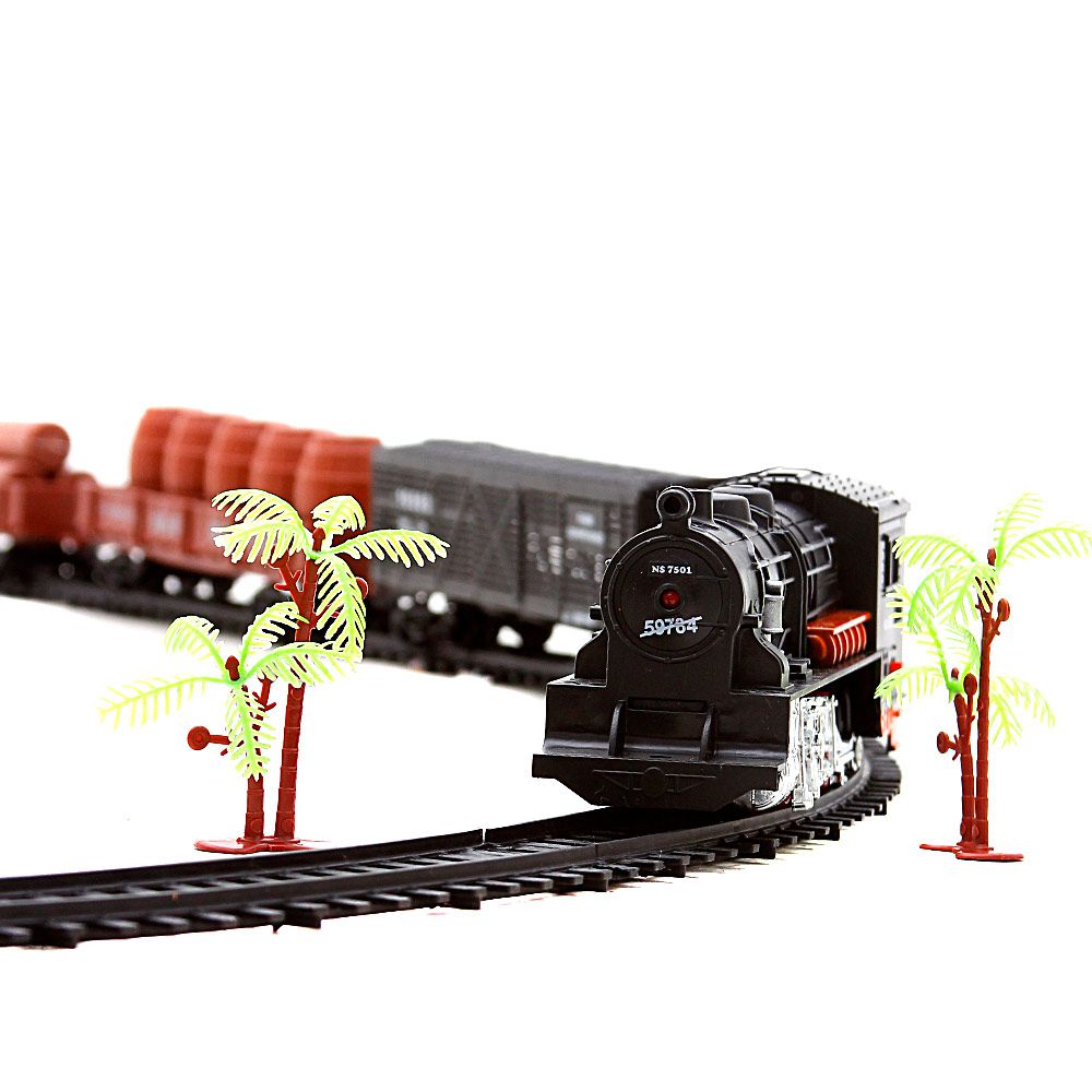 Pista Trem Locomotiva Infantil c/ 2 Vagoes Som e Luz dm Toys