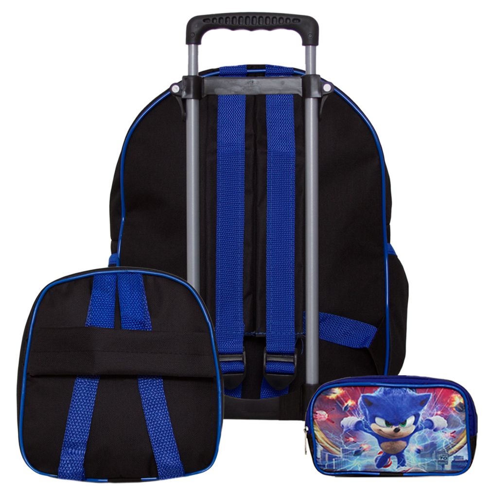 Kit Mochila De Rodinhas Grande Menino Naruto Aula + Toalha