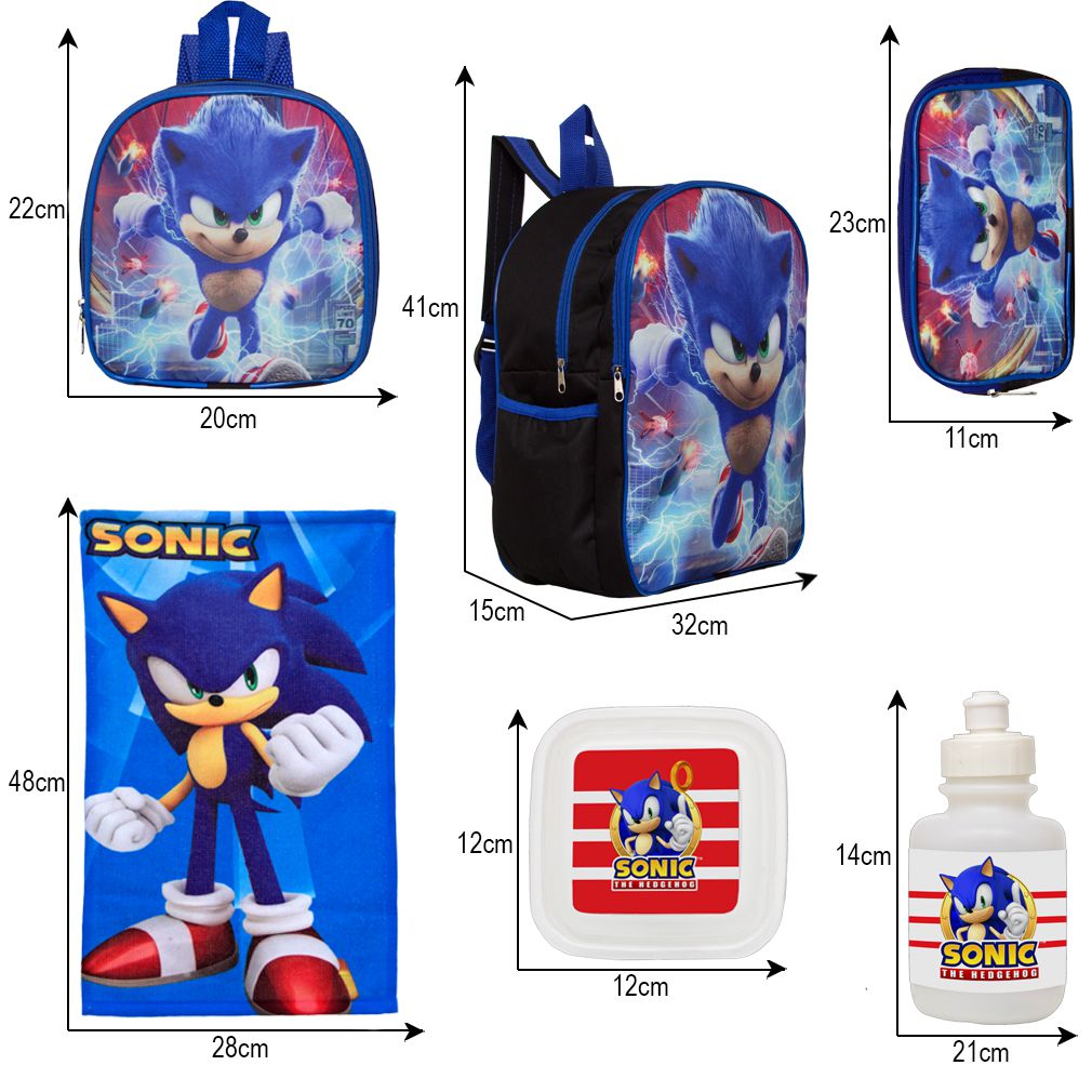 Kit Sonic Mochila Infantil Pequena Runner Filme De Costa