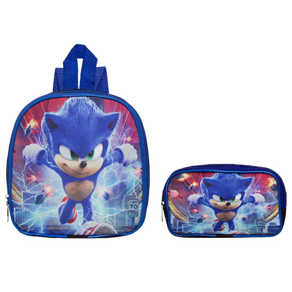 Mochila Infantil Sonic Runner Filme Costas Lancheira+Estojo - USA Magazine