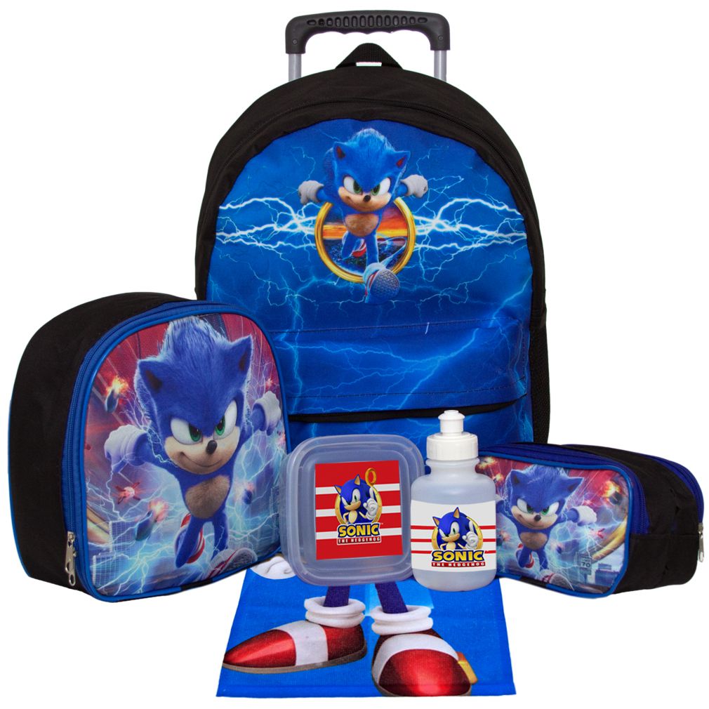 Mochila Escolar Infantil Meninos Super Sonic o Ouriço Azul e Seus