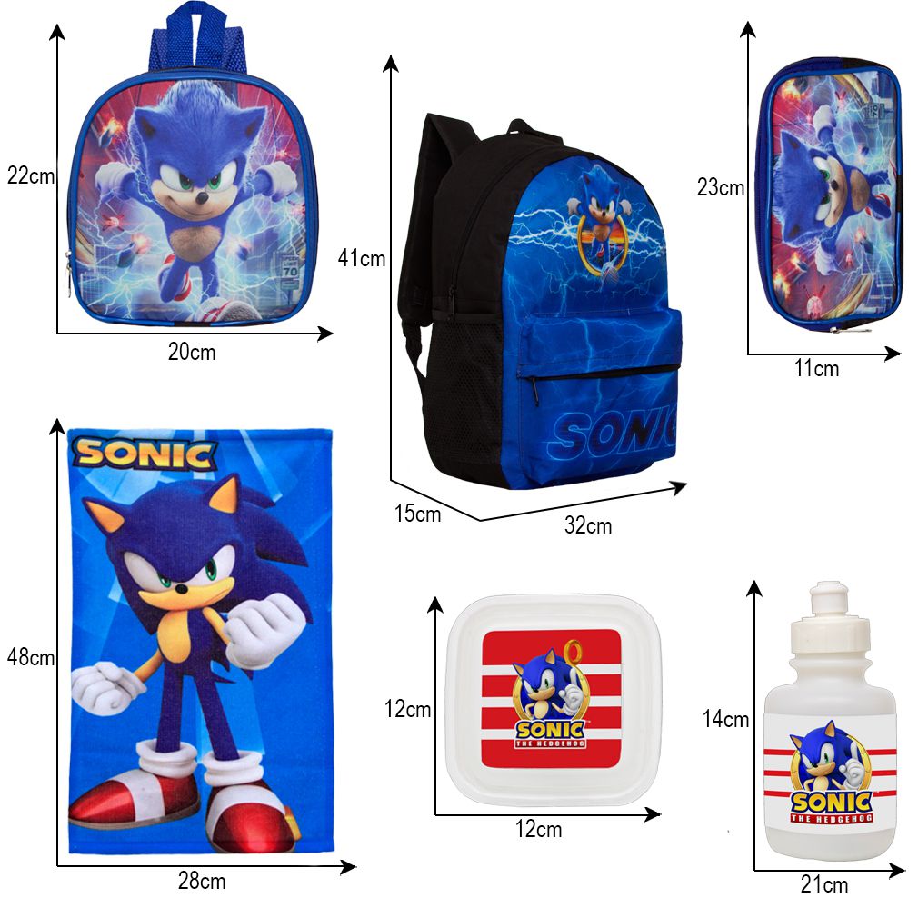 23cm sonic criança sonic stereo saco meninos meninas uso diário do