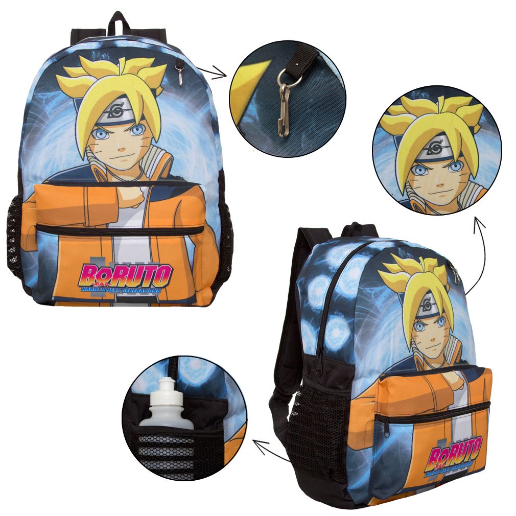 Mochila Escolar Passeio Juvenil Boruto Kit Completo Anime Naruto