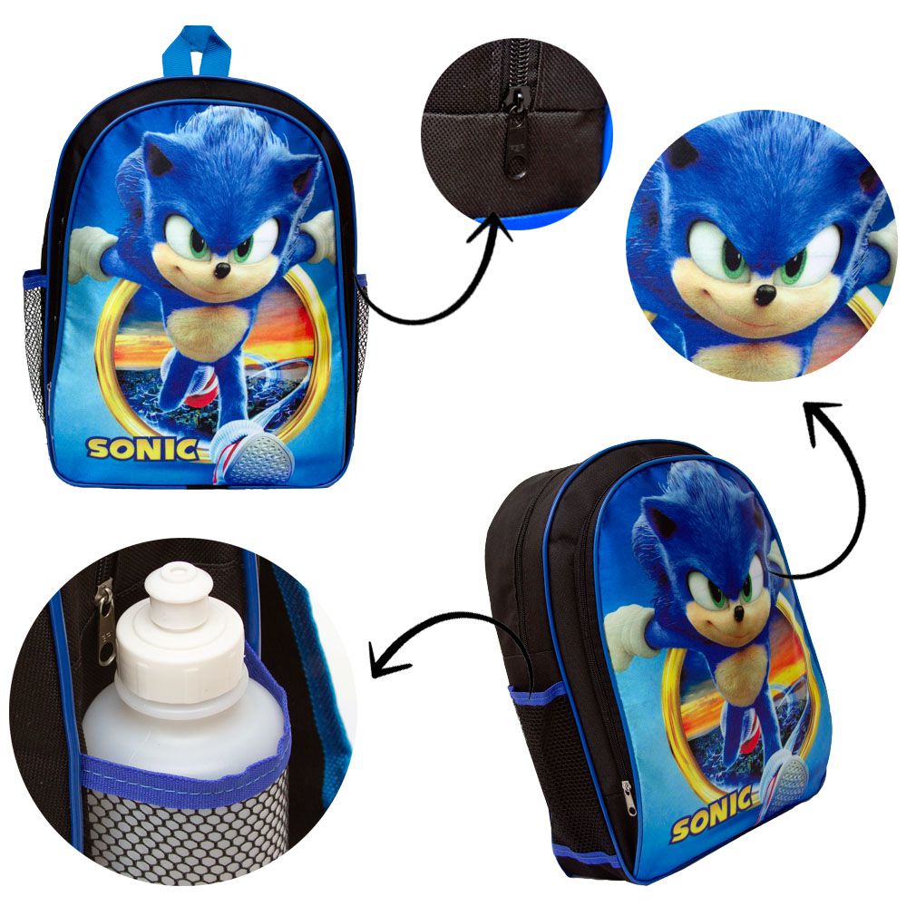 Mochila Infantil Sonic Runner Filme Costas Lancheira+Estojo - USA Magazine