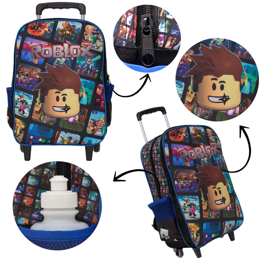 Mochilas Roblox USB para meninas e meninos, volta ás aulas na escola. São  estampas de vários desenhos de Roblox.