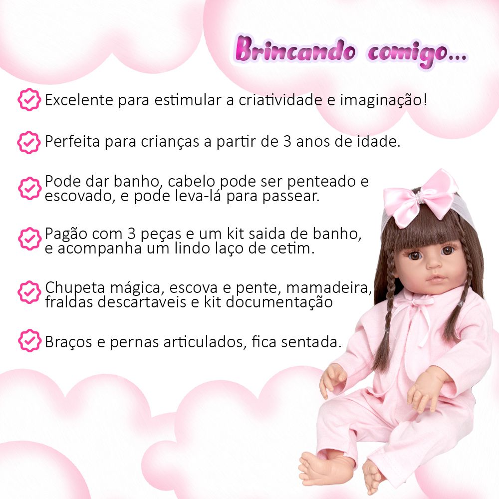 Boneca Bebê Reborn Menina Recem Nascida Original Pode Banho - Chic Outlet -  Economize com estilo!