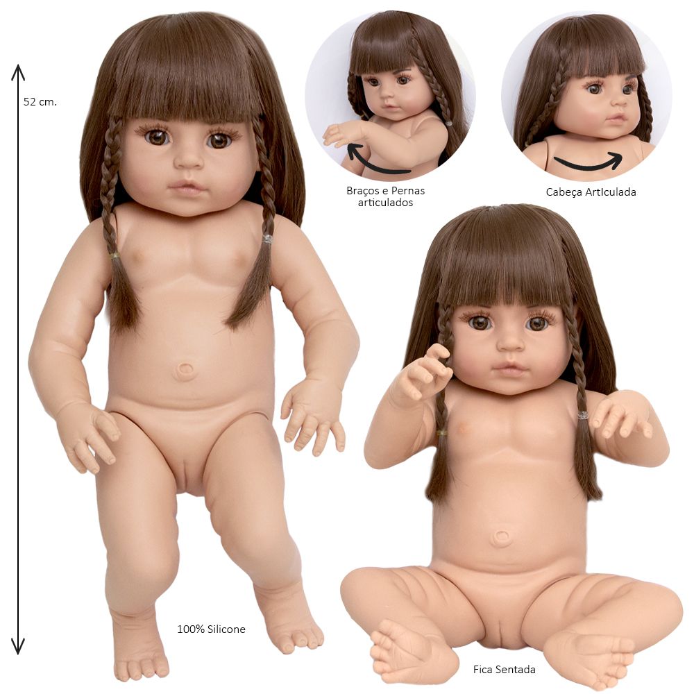 Boneca Bebê Reborn Menina Recem Nascida Original Pode Banho