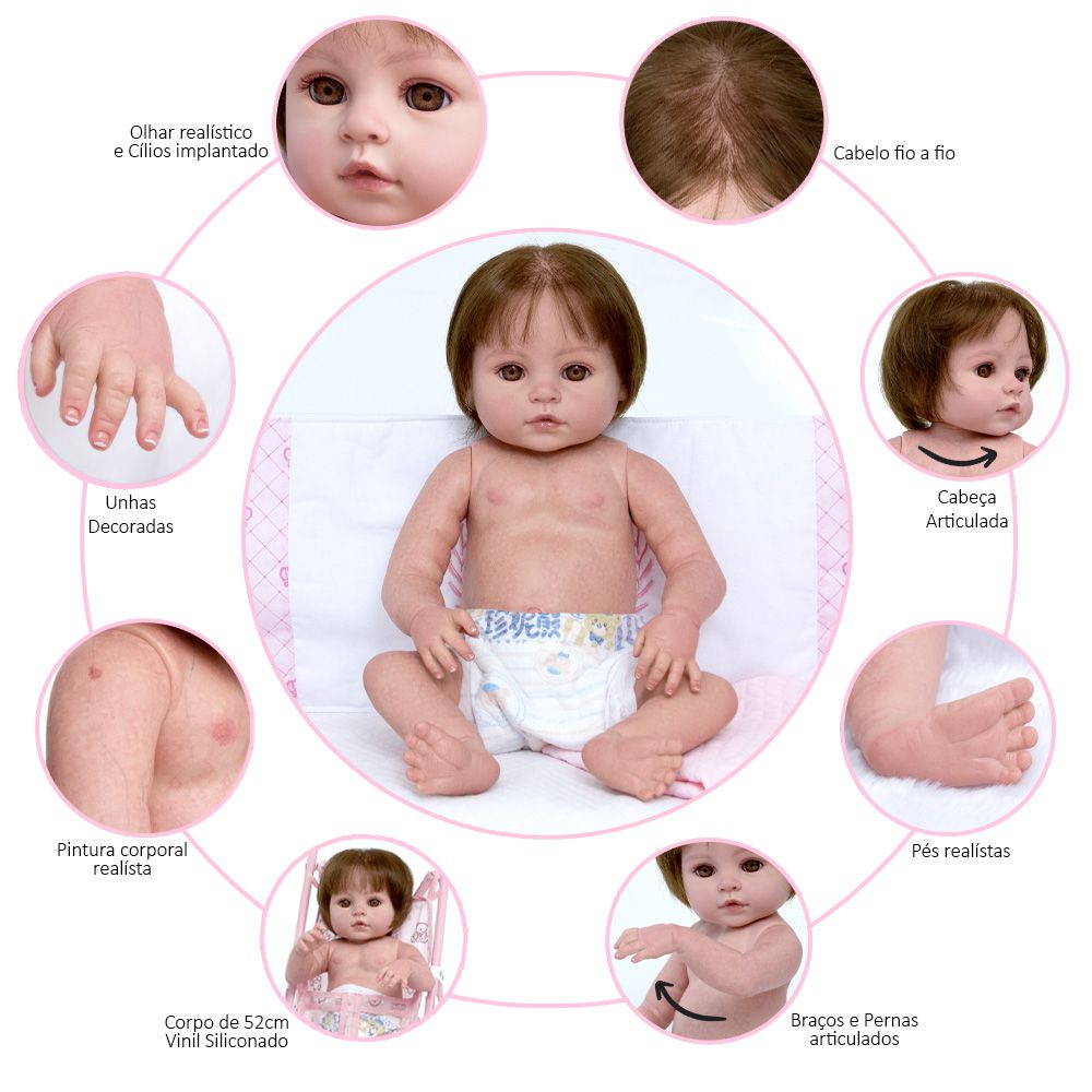 Bebe Reborn Princesa Banho Silicone Realista Fio A Fio