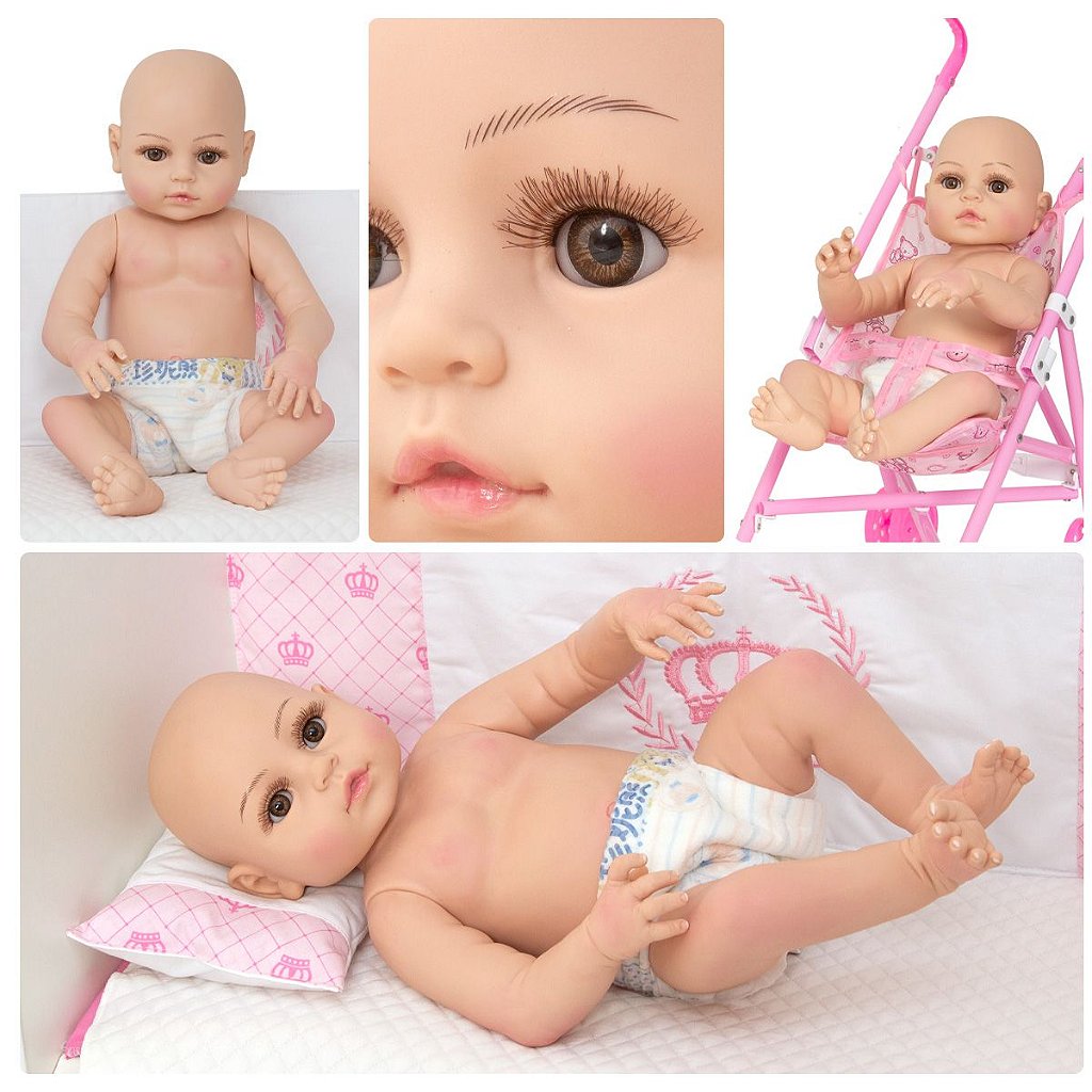 Tipo Boneca Bebê Reborn Pode Dar Banho Com Acessórios