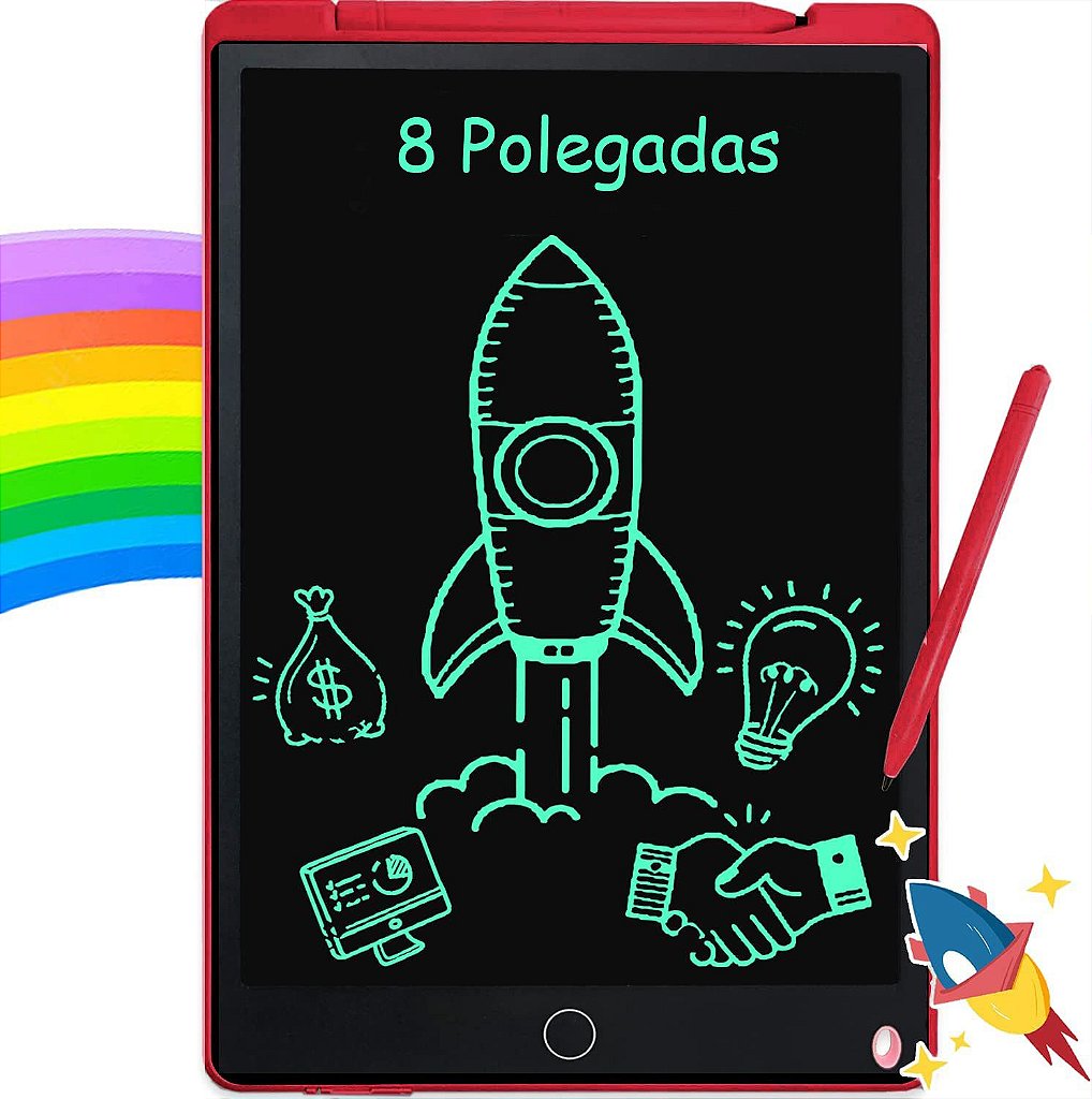 Tablet Lousa Mágica Lcd Infantil Escrever Desenhar Vermelho - USA