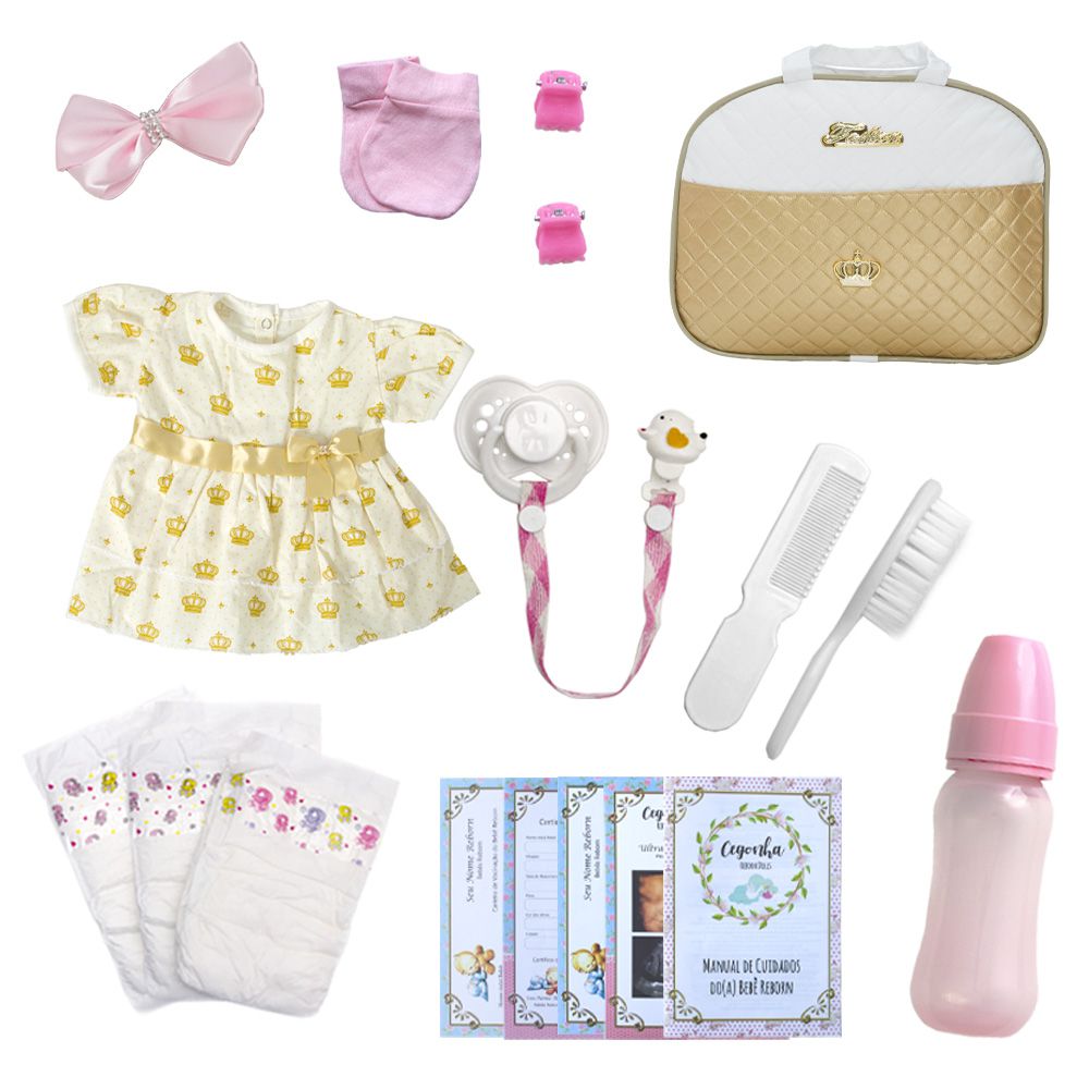 Boneca Bebe Reborn Recem Nascida de Silicone com 20 Itens - Chic