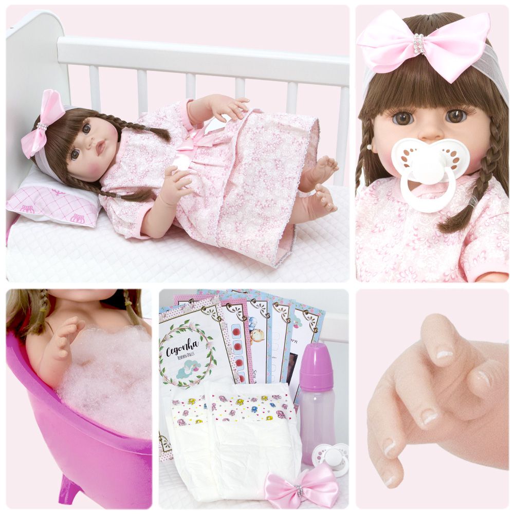 Bebê Reborn Baby Boneca Realista 100% Silicone Banho E Itens